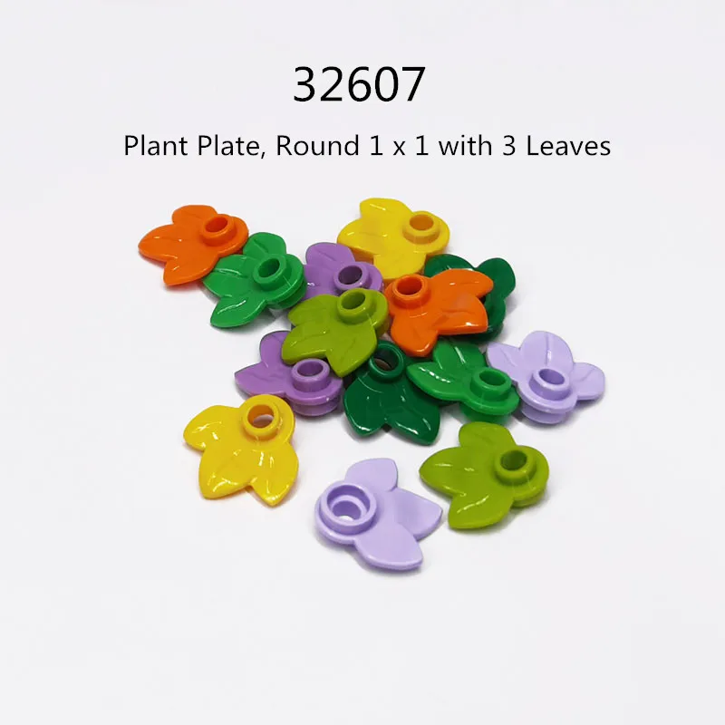 1 Pcs Buildings Blocks 32607 Plant Plate, Round 1 x 1 with 3 Leaves Collections Bulk Modular GBC Toy For High-Tche MOC Set