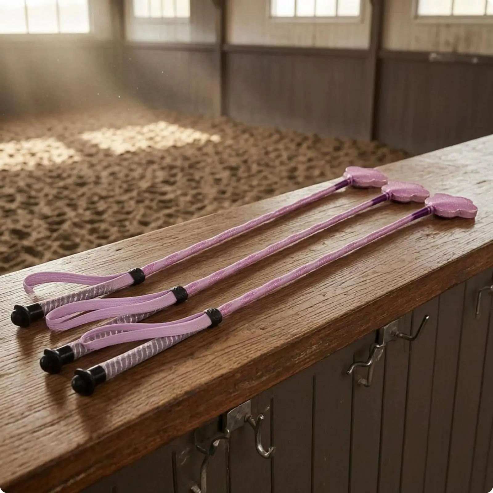 Kids Pony Riding Crop Pink Riding Equipment Flower Shaped Tip Easy Control with Wrist Loop for Lessons