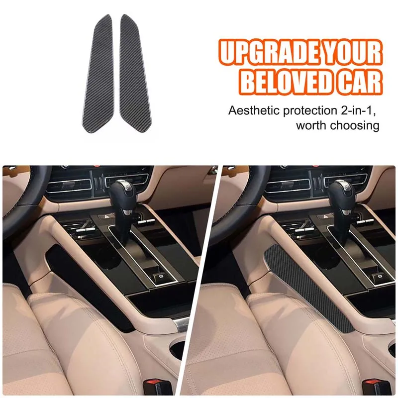 

For Porsche Macan 14-20 Soft Carbon Fiber Look Front Gear Shift Side Panel Cover Trim Interior Modification Accessories