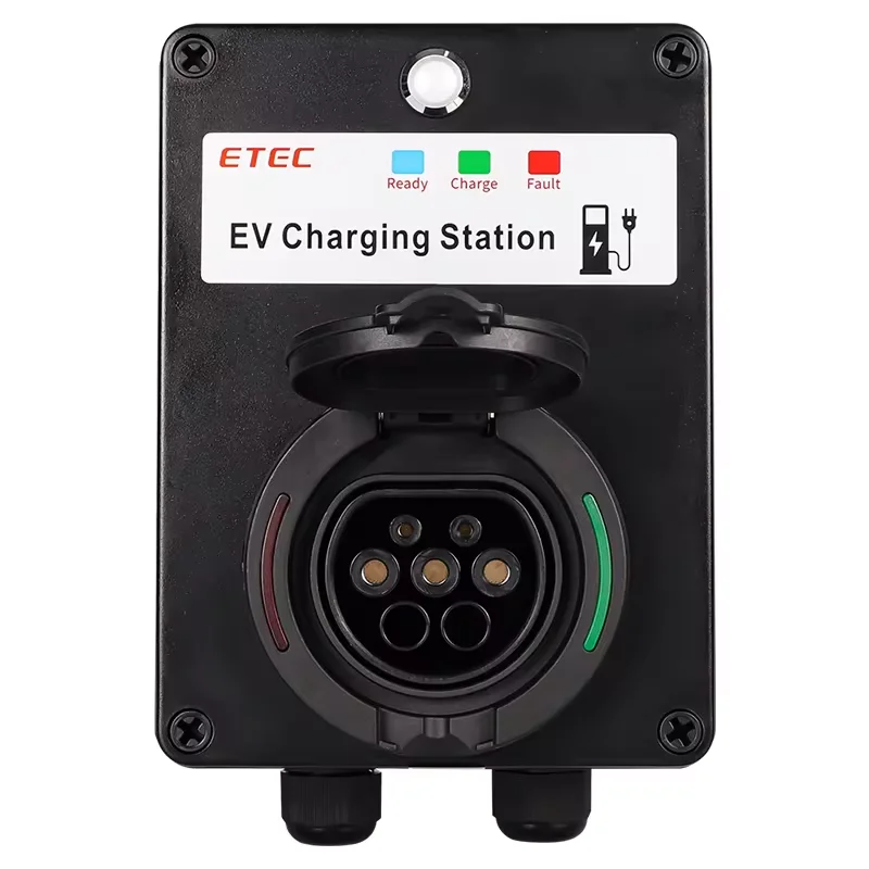 ETEC  Wallbox EV Charger Wall Type2 32A 22kw/7kw Single/Three Phase Mount Charging Station Socket RCMU RFID