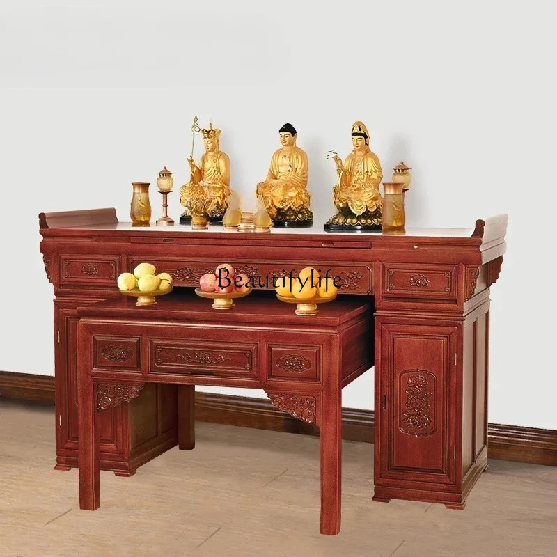 Buddha Shrine Household Modern Minimalist Altar Incense Burner Table Buddha Table Chinese Solid Wood Prayer