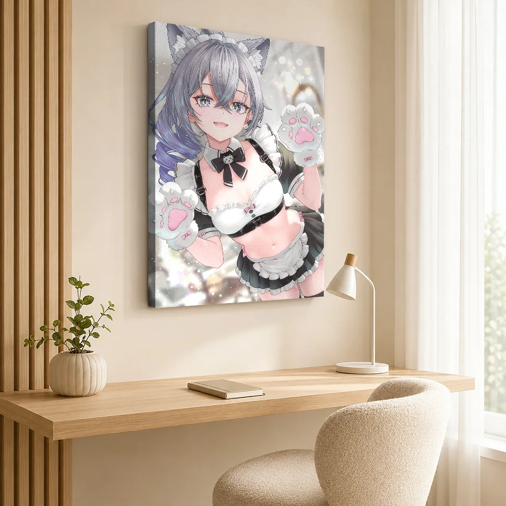 Honkai Star Rail Silver Wolf Framed Canvas Poster Custom Photo Funny Animal Wall Art for Kids Room Bedroom Decor Ready to Hang