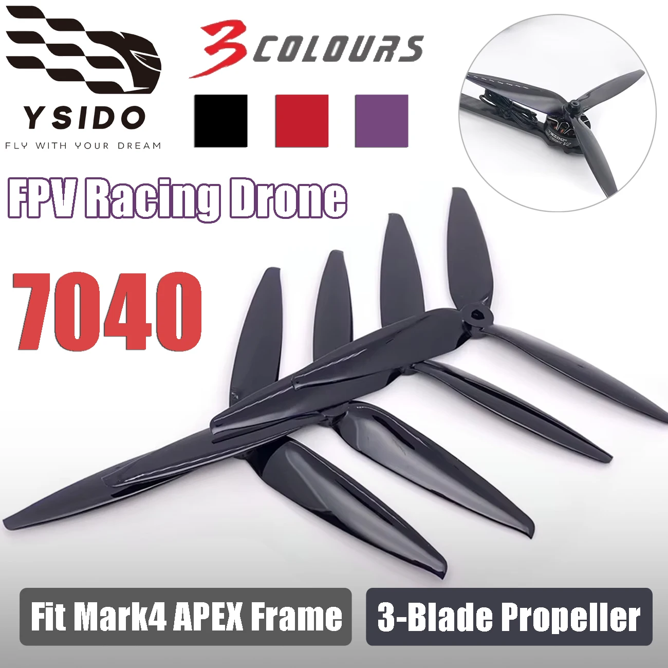 4Pcs/Lot 7040 3-Blade Propeller CW CCW for Mark4 7inch APEX Frame RC FPV Freestyle Racing Drone Quadcopter DIY Model Parts