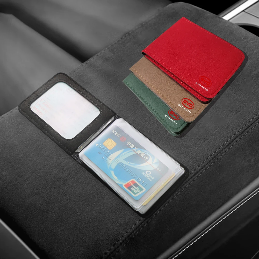Suede Anti-Fur Car Driver License Cover Card Case Auto Storage Accessories For BYD Sealion 7 Seal Song plus Seagull Sealion Yuan