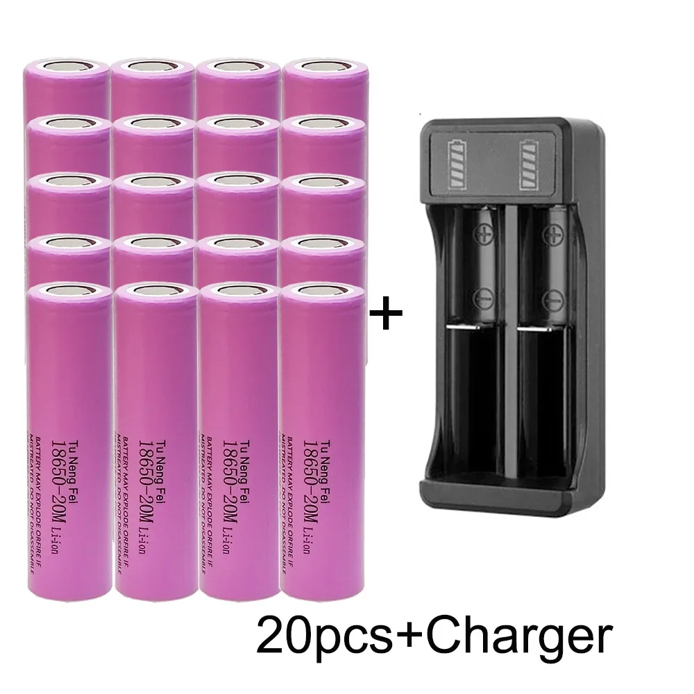 

2025 New 18650 Lithium Battery 2000mAh Full Capacity 3.7V Rechargeable Battery 18650 Battery Power Tool Toy Comes with Charger