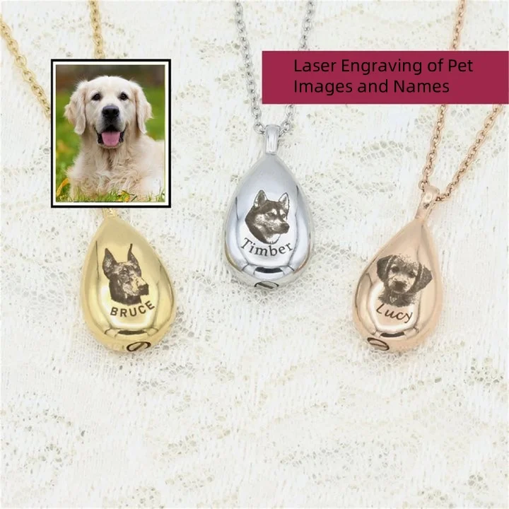 Cremation Jewelry Custom Pet Portrait Pet Urn Necklace For Pet Lover Gifts Pet Ashes Necklaces Paw Print Keepsake Dog Gifts