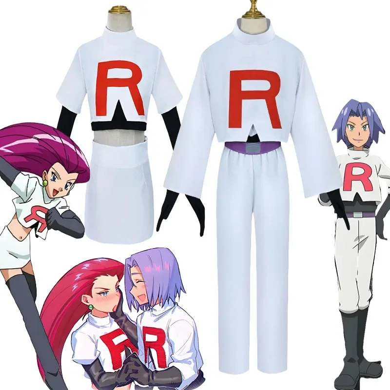 Anime Jessie James Anime Cosplay Costume Team Rocket Jessie Musashi James Kojirou Halloween Cosplay Costume Full Set Women Men