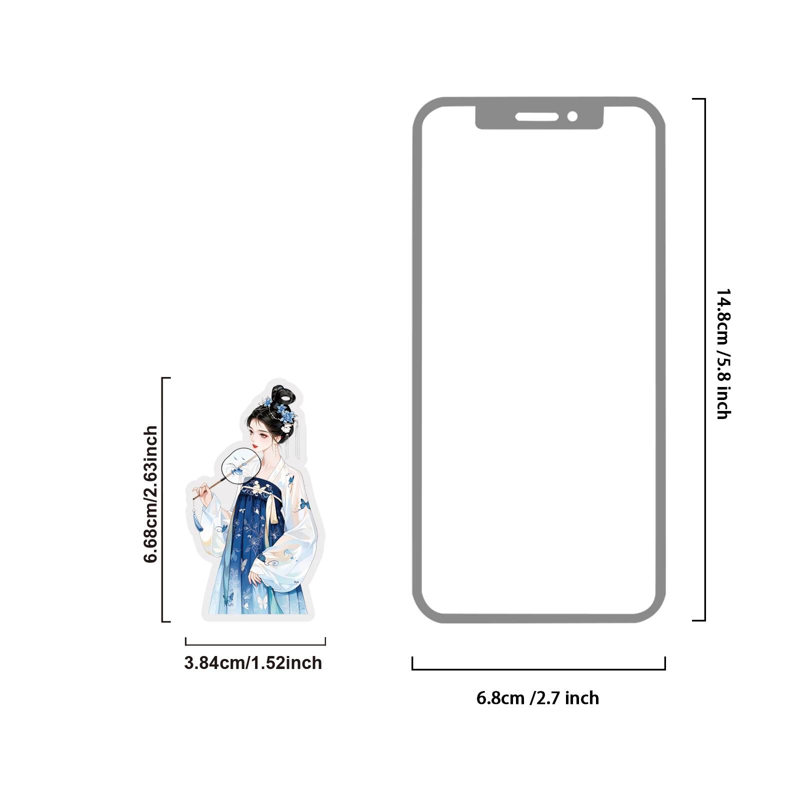 Etori Life 30pcs Dark Blue Artistic Chinese Ancient Style Girl Character Pattern PET Sticker Pack is suitable for DIY planners, notebooks, handbags, water bottles, photo albums, sticker books, office decoration items, Chinese aesthetics, children's stickers, Korean toys, gifts for friends, multi-purpose stickers