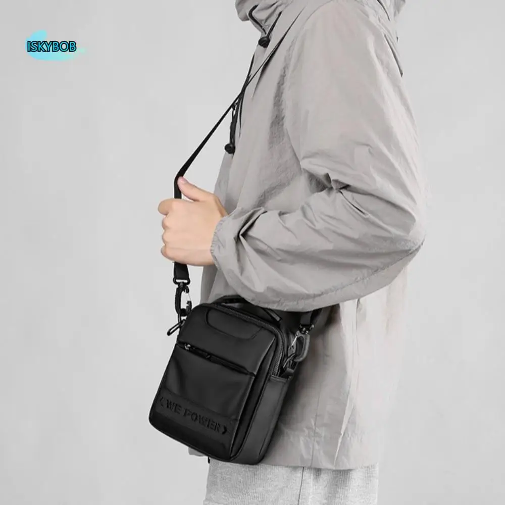 

Casual Men Crossbody Bag Large Capacity Nylon Wearable Belt Hanging Bag Multi-Pockets Multi-functional Small Shoulder Bag