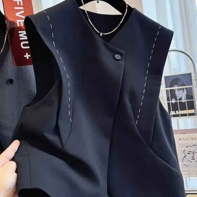 

Unique Design with a Sense of Luxury and Temperament Short Style Outerwear Suit Vest Jacket Women's Spring and Autumn Top