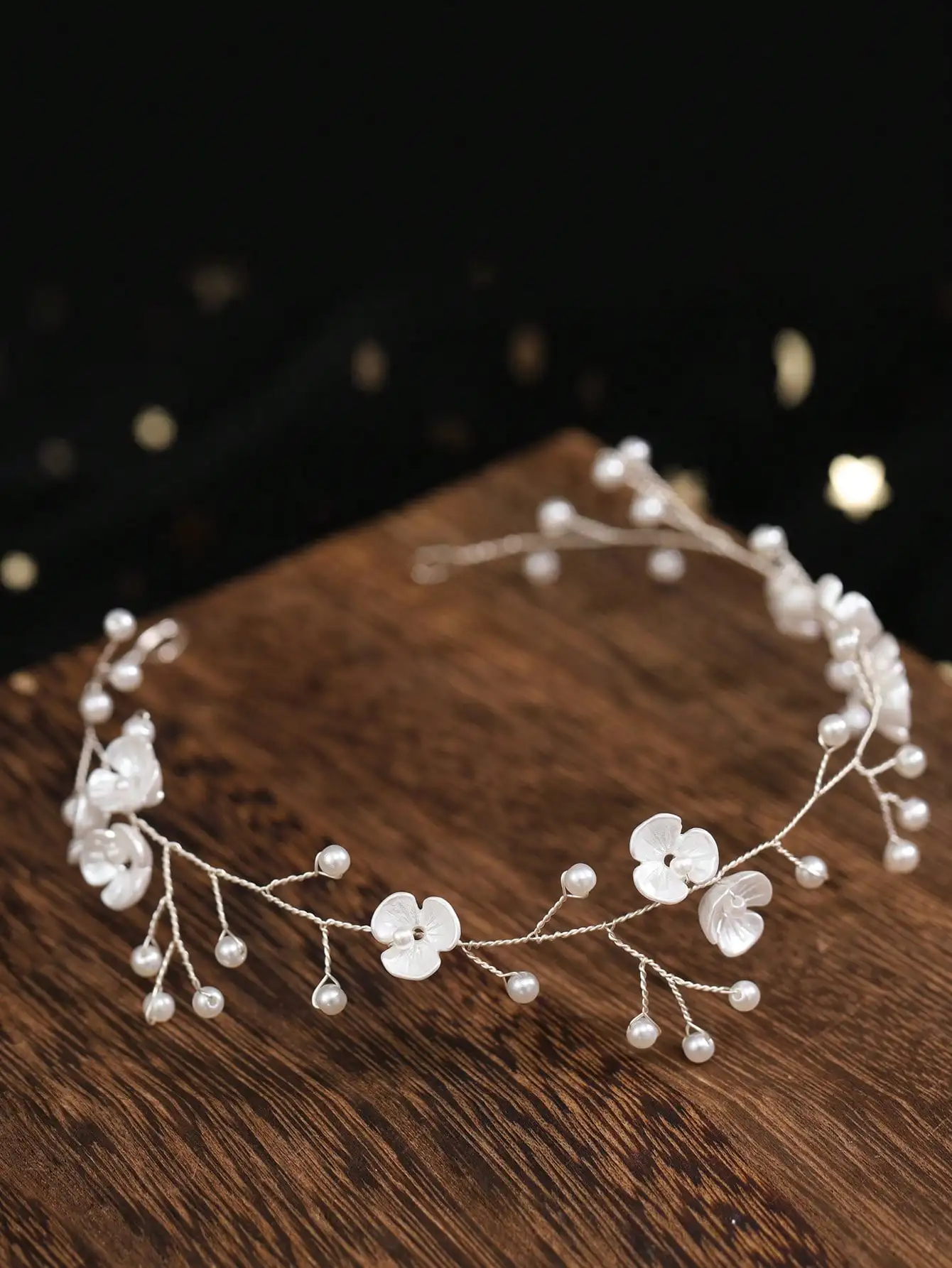 Handmade Fashion Pearl Flower Hair Vine Headband Leaf Hairband Tiara Bridal Wedding Hair Accessories Jewelry Hair Vine Headband