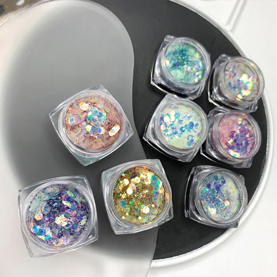 Nail Glitter Flakes Sequins Decor Nails Sugar Creativity Candy Powder Art Wool Sandy Rhinestone Decoration Dip Powder Manicure