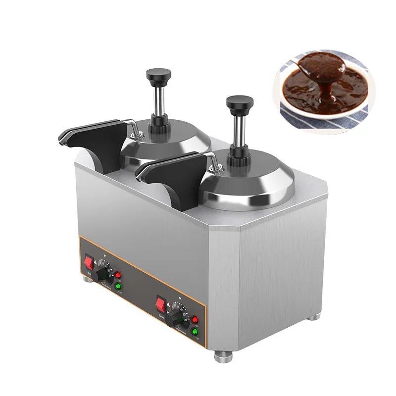 

Commercial Electric Snack Machine Sauce Dispenser Cheese Heater Stainless Steel Sauce Warmer 2 Containers Vacuum Flask