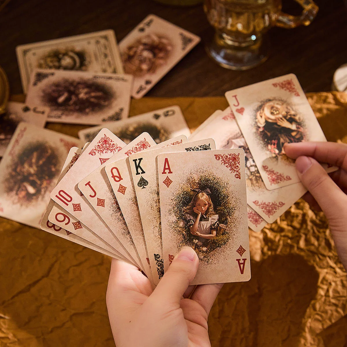 

55pcs/bag Vintage-Style Playing Cards Brilliant Splendor Series Four Designs Educational Entertainment Solo Playing Cards