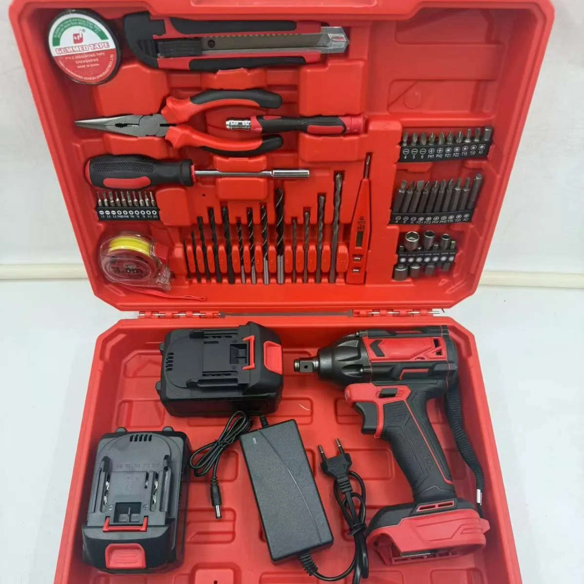 Impact Wrench Set with Full Replacement Accessories Professional Power Tool Kit for Auto Repair Workshop Maintenance