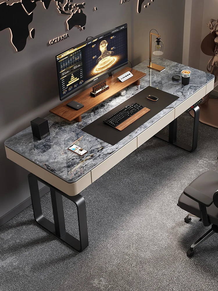 

Electric height-adjustable desk, desk desk with drawer storage, slate computer desk