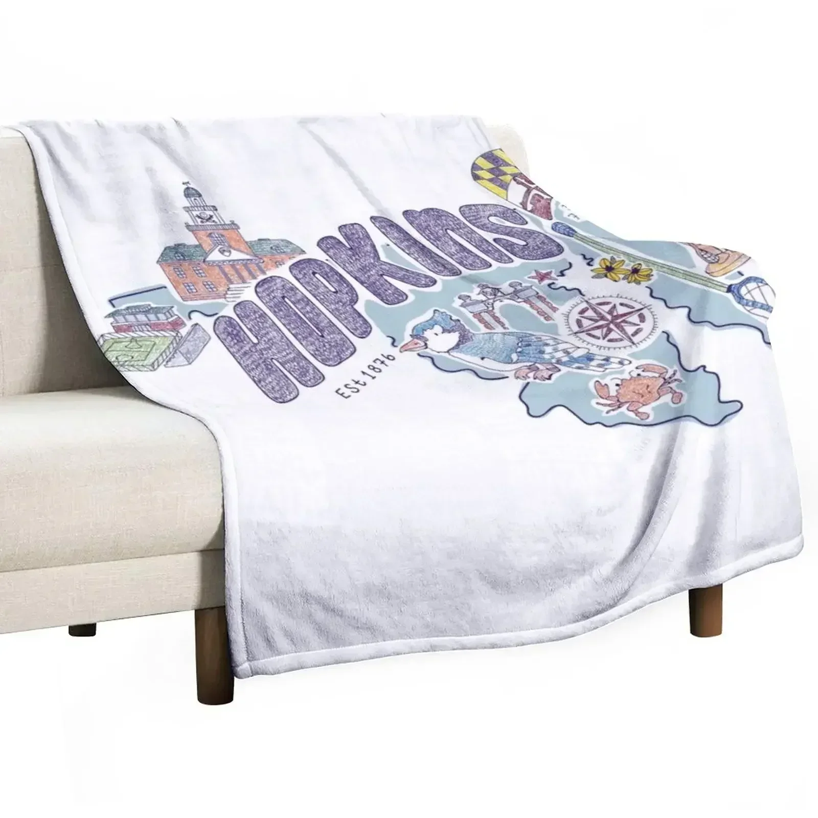 

Johns Hopkins Icons Throw Blanket Sofa Throw Retros Blankets