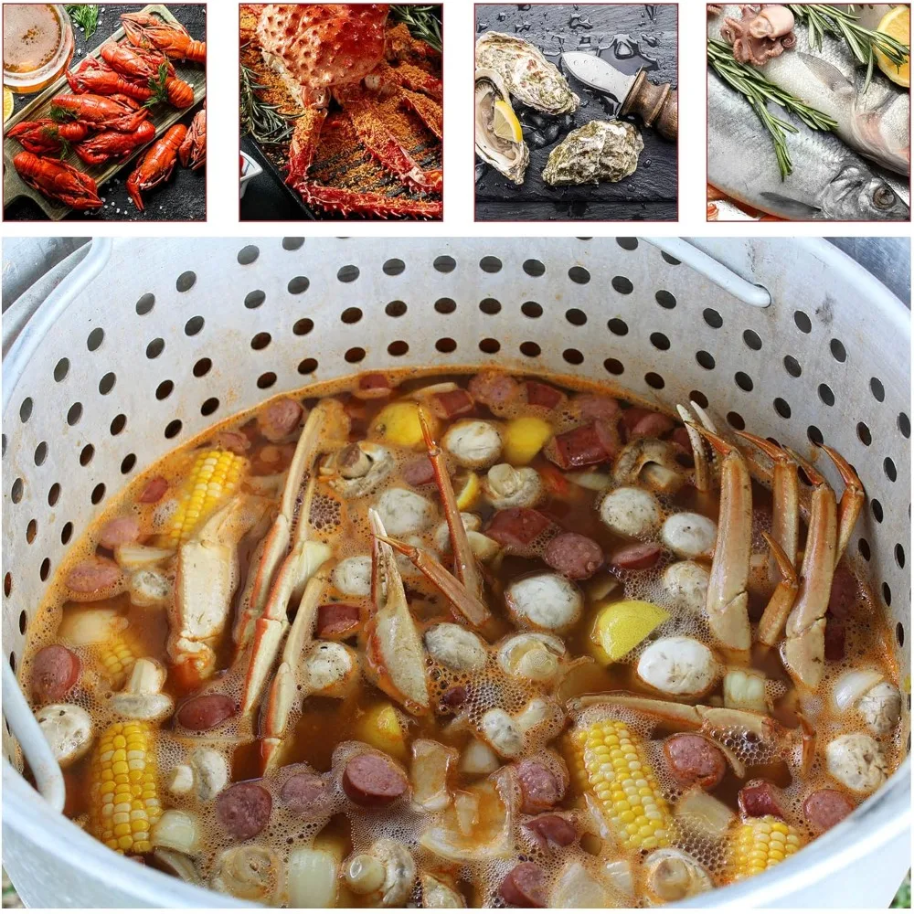 SBK0801 Kit bollente per frutti di mare da 80 Qt con filtro, pentola per bollire frutti di mare all'aperto e cestello con bruciatore a propano da 100.000 BTU