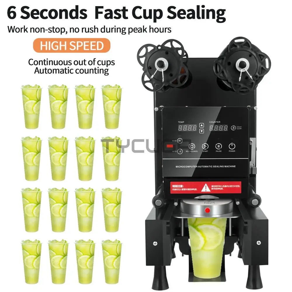 컵 실러 자동 우유 차/커피 숍 플라스틱/종이 컵 씰링 기계 9/9.5CM 비즈니스 220V 용 전기 버블 티 필름