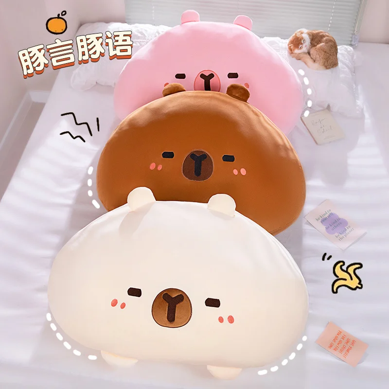 Cartoon Plush Pillow Stuffed Capybara Animal Plushie Soft Fluffy Water Animal Back Support Seat Cushion