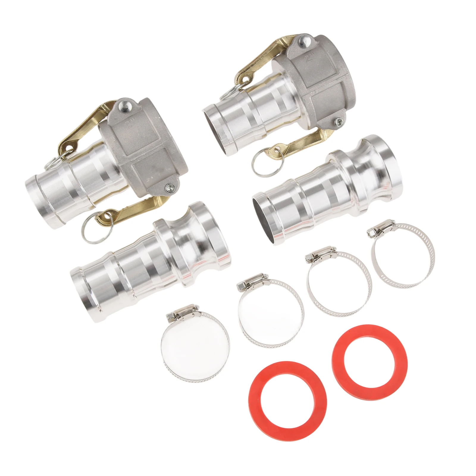 2Sets Camlock C+E Cam And Groove Hose Fitting For Petroleum Products Hydraulic Oil Water Coolant Aluminum 2 Inches