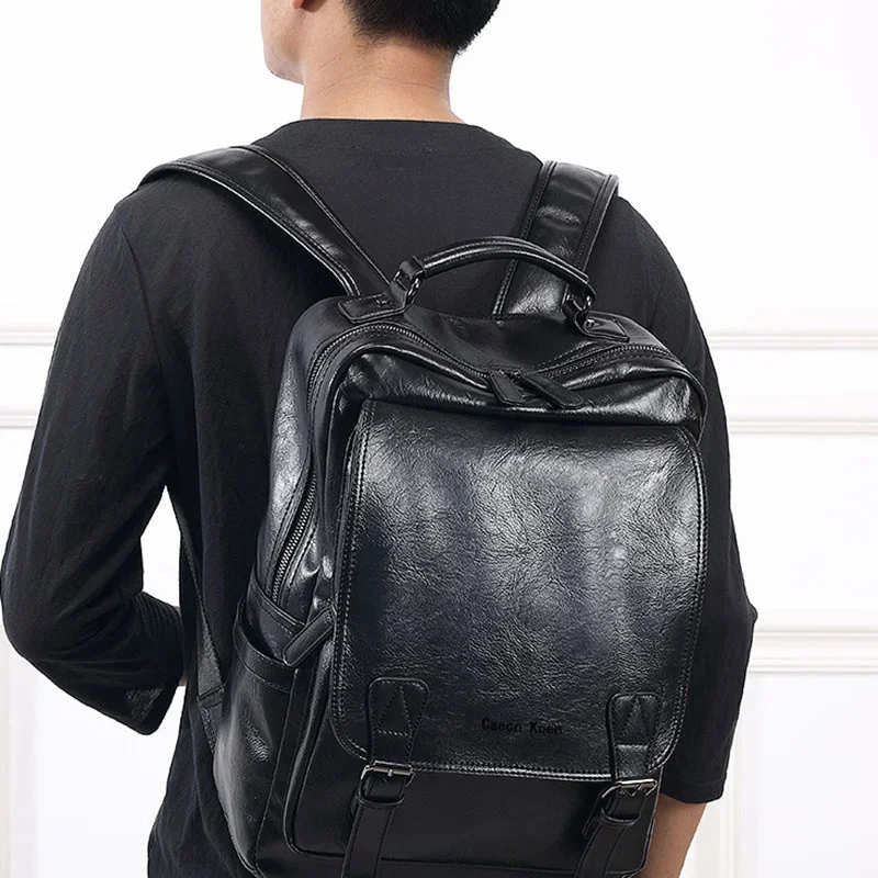 High Capacity Luxury Backpack For Men Business Soft Leather Travel Simple Student School bag Male Casual Laptop Bag