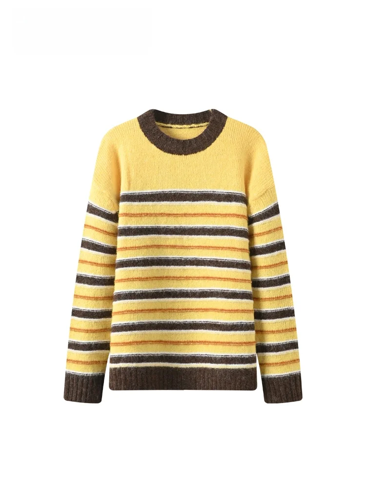 

Cara CLUB plus Size round Ne Long Sve Knitwear Women's Autumn Winter New Sle Loose Striped Versatile Top for plus Size...