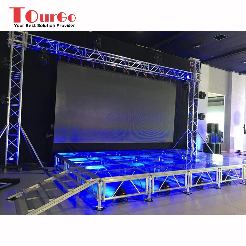 

Tourgo Portable Aluminum Acrylic Platform Stage with LED Screen Truss for Outdoor Event