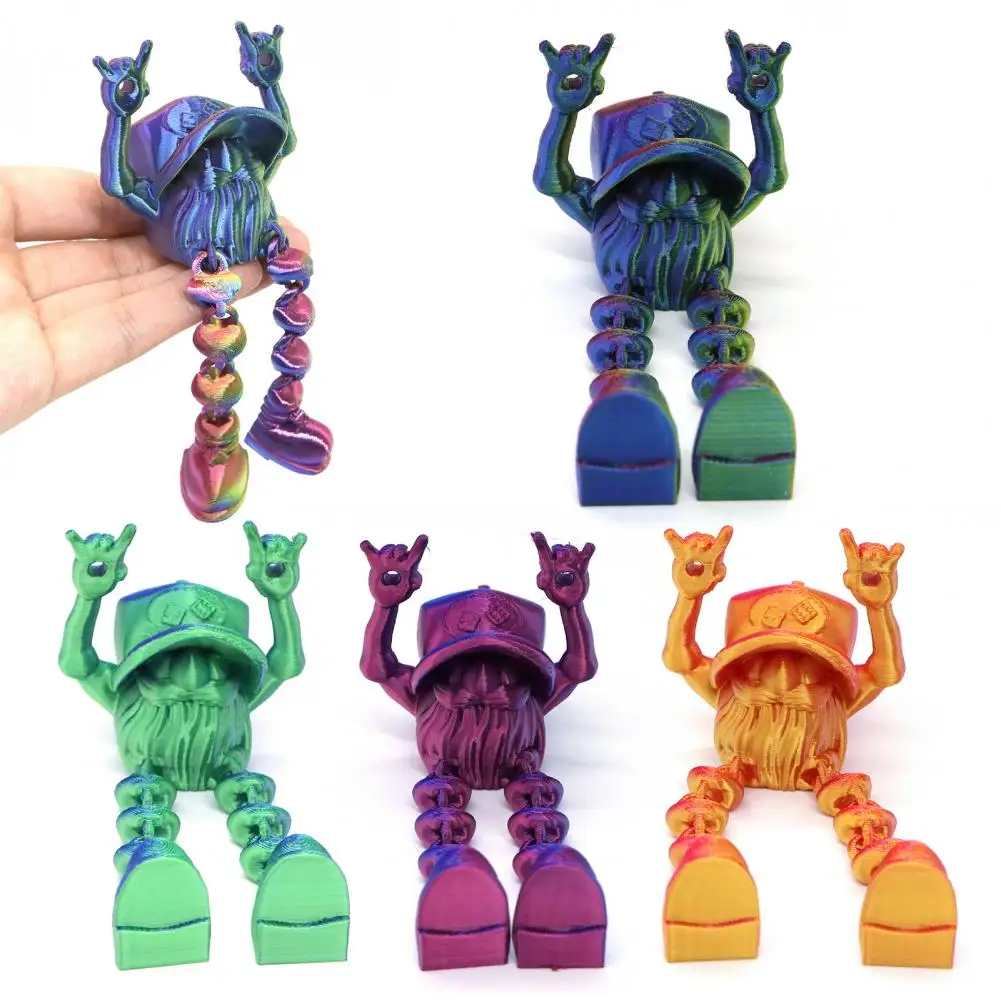 3d Printed Gnome Ornament Multifunctional Gnome Decor Articulated Christmas Gnome Ornament with Devil Horns Movable