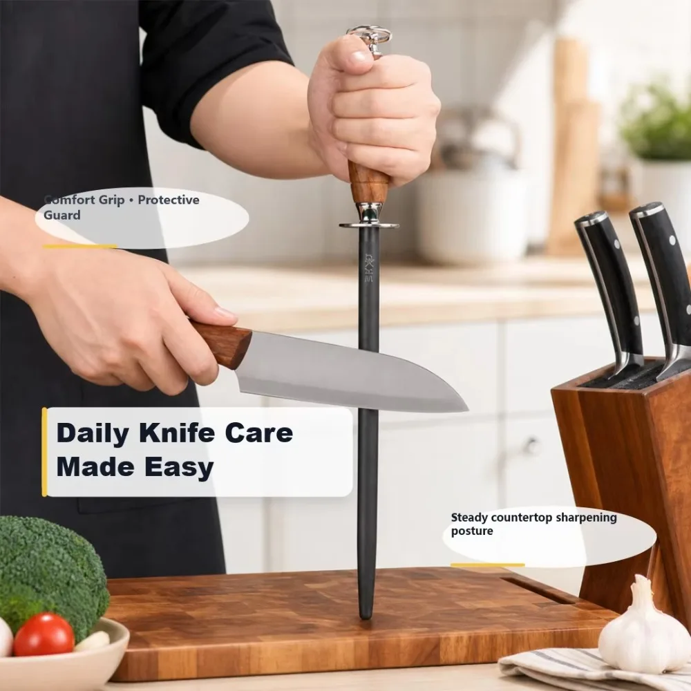 Sharpener Rod Knife Sharpener High-carbon Steel Emery Kitchen Tool Long Lasting Sharpness Kitchen Accessories
