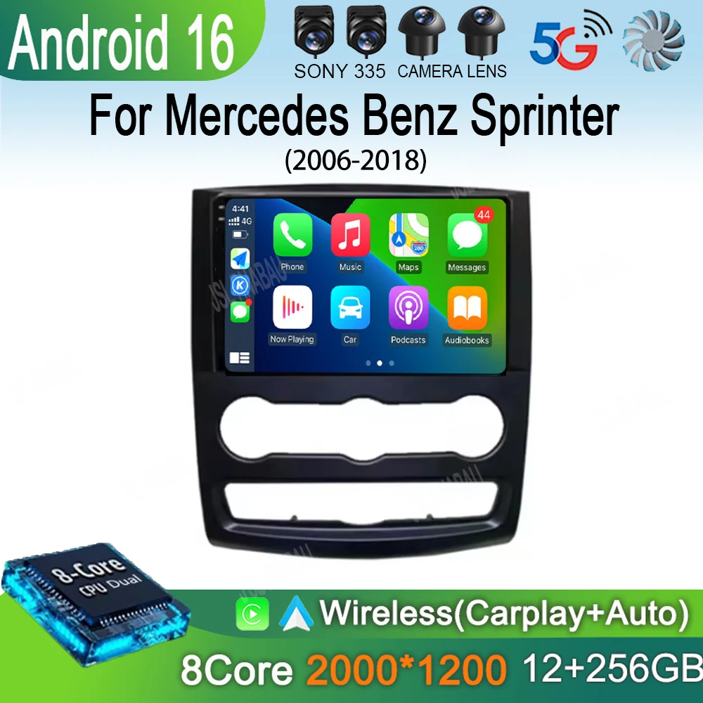 10' Android 16 Car Radio Multimedia Video For Mercedes Benz Sprinter Player GPS Stereo CarPlay+Auto WiFi+4G DSP