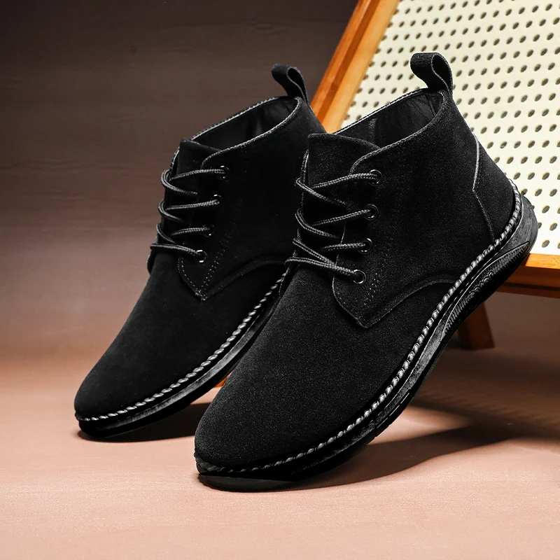 Fashionable Trendy Men's Casual Leather Shoes with British Style Simple and Versatile Business Shoes Brown Lace Up Low Top Shoes