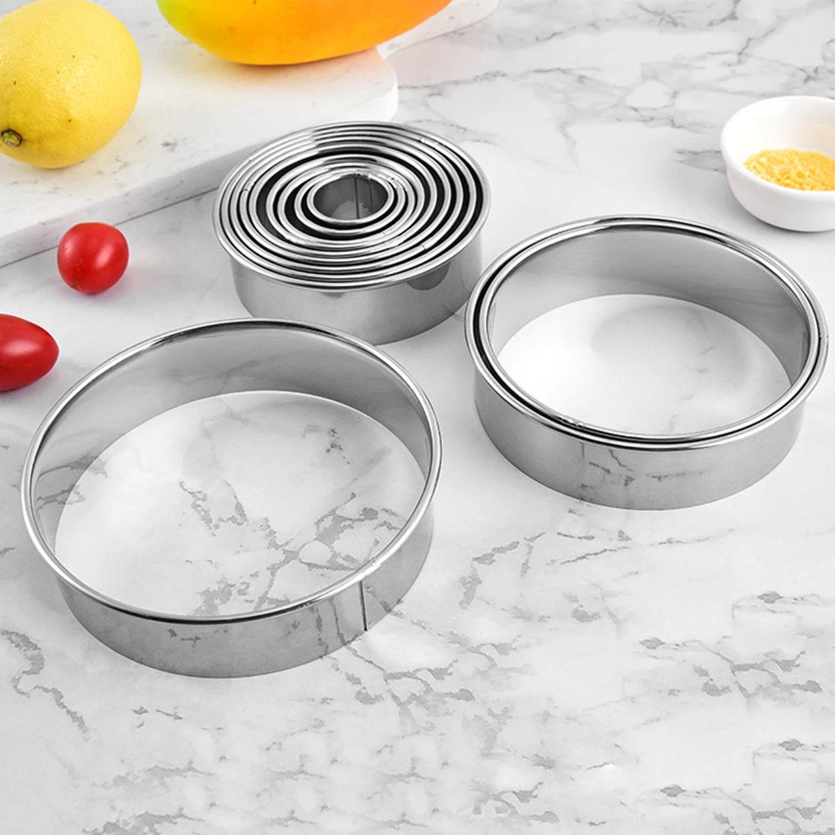 12-teiliges Edelstahl-Mousse-R – Kitchen Baking Cookies Bewertung und Preis