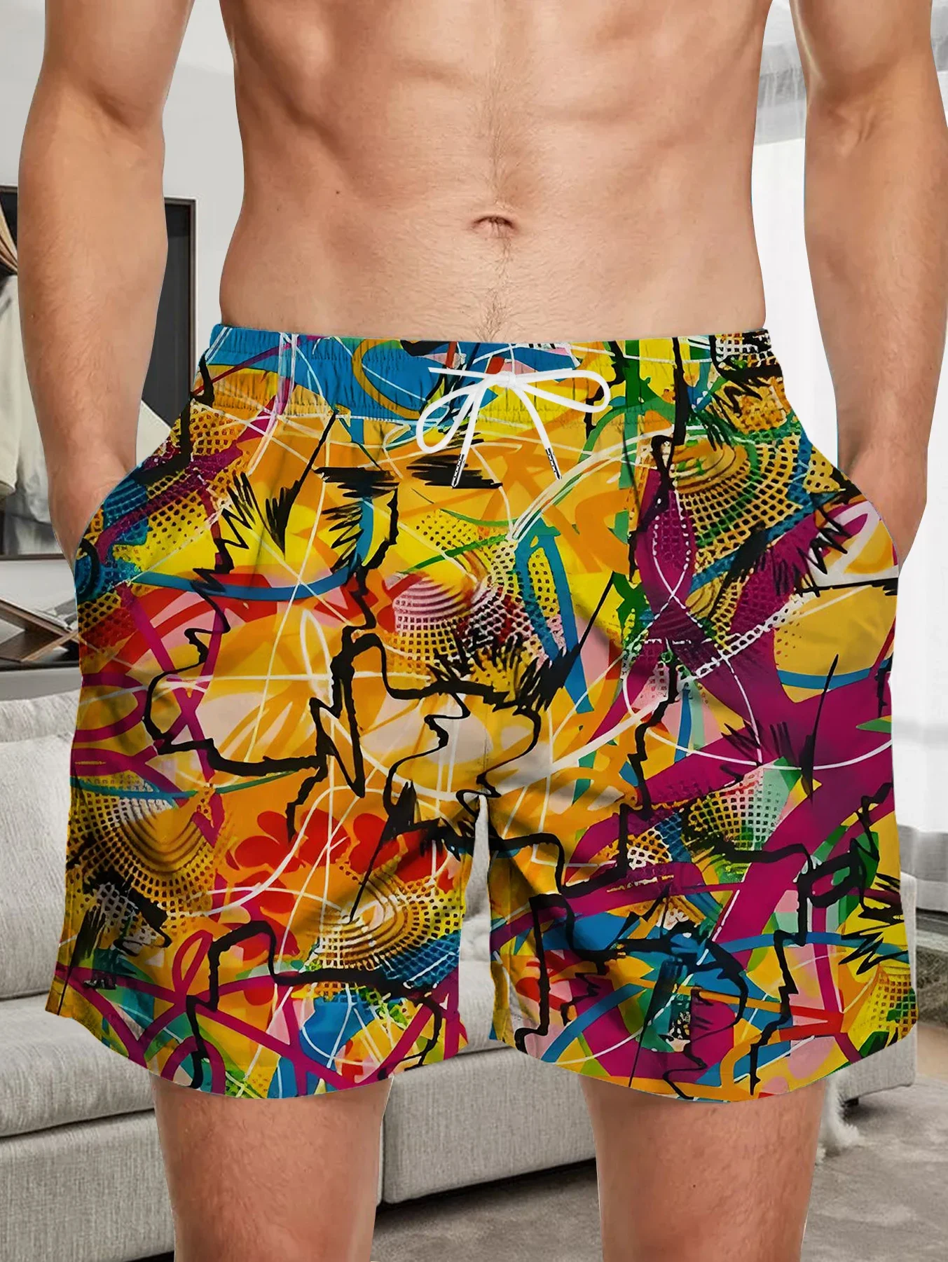 

Graphic Digital Printed Men Shorts All Over Print Polyester Quick Dry Beach Pants
