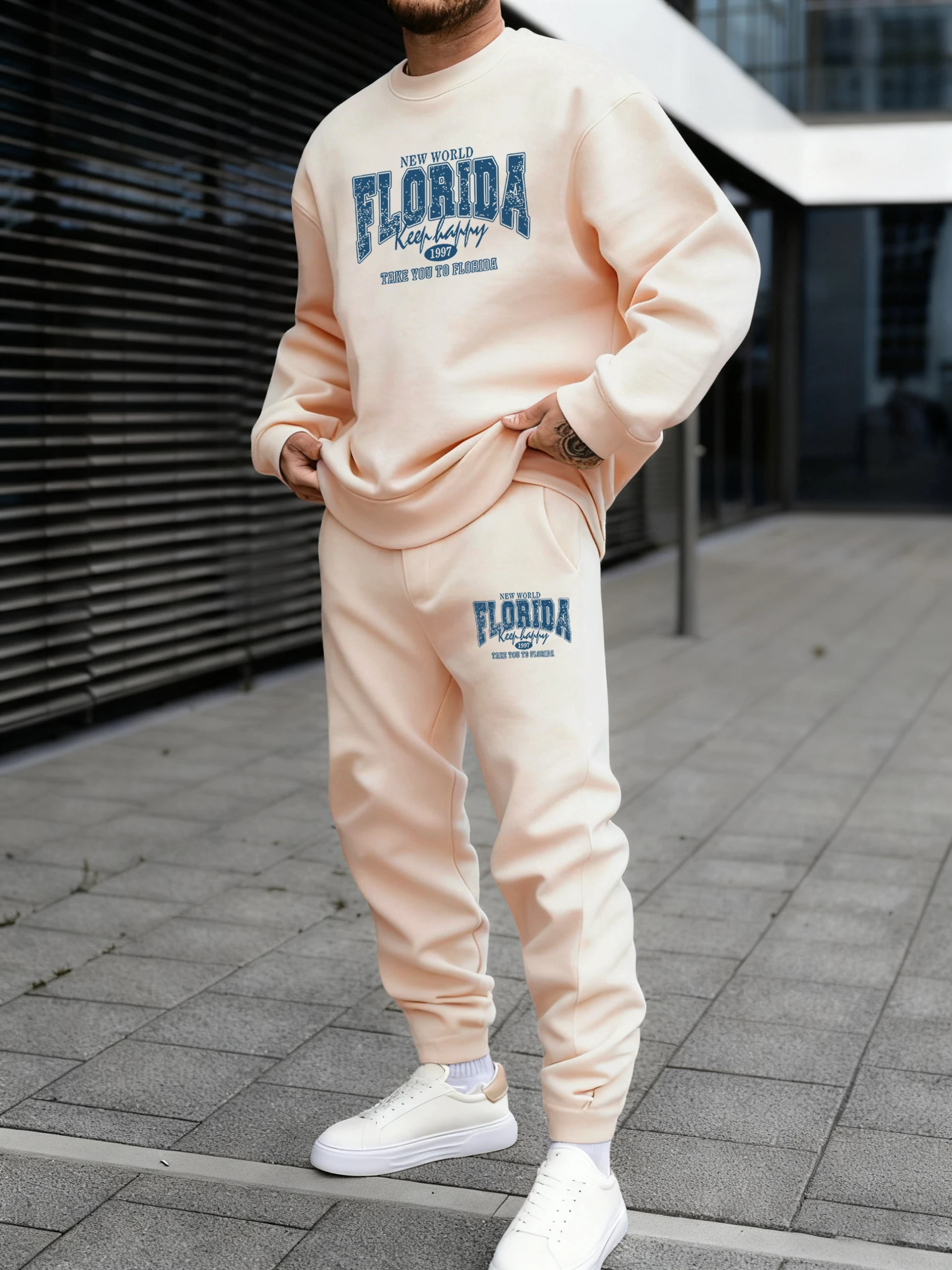 

New World Florida 1997 Print Man Sweatshirt Set Fashion Warm Hoody Casual Loose Jogging Pants Autumn Fleece Clothes Sets Of Men