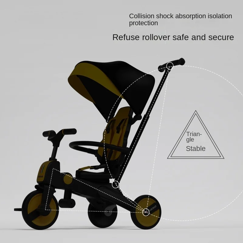 LazyChild 1-6 Years Old Foldable Children\'s Tricycle Safety Adjustable Trolley Lightweight Baby Stroller Walking Baby Artifact