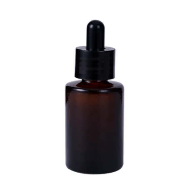 240pcs Amber clear frosted 1 oz 1oz 30 ml 30ml flat shoulder cylinder glass dropper bottle for serum essential oil frosted glass
