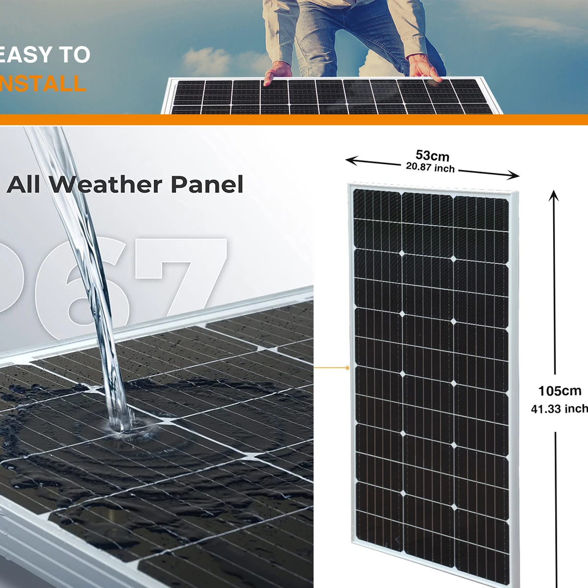 Wodoodporny sztywny panel słoneczny 18V 100W 200W 400W Zestaw fotowoltaiczny Kontroler do domowego balkonu Przyczepy RV łodzie szopy Przyczepa