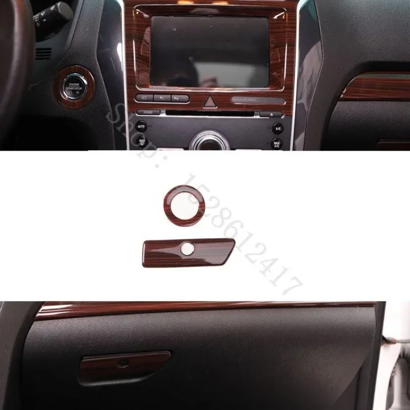 

For Ford Explorer 2016-2018 Refit Car Interior Start Stop Button Frame Trim/Co-pilot Glove Box Handle Sticker Cover Trim 2Pcs