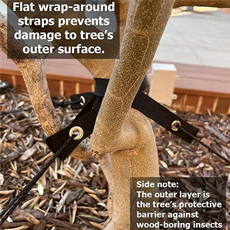 Tree Support Kit for Young Trees - 3 Stakes, 3 Adjustable Straps & 8m Braided Rope, Durable ABS/Nylon, Green