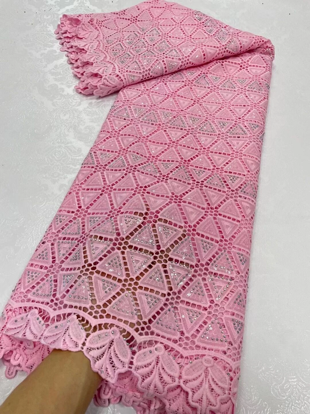 

Multi-Color African Lace Fabric, Embroidery, Pure Thread, High Quality, French Mesh, Sequin, Wedding, JL193, 2023