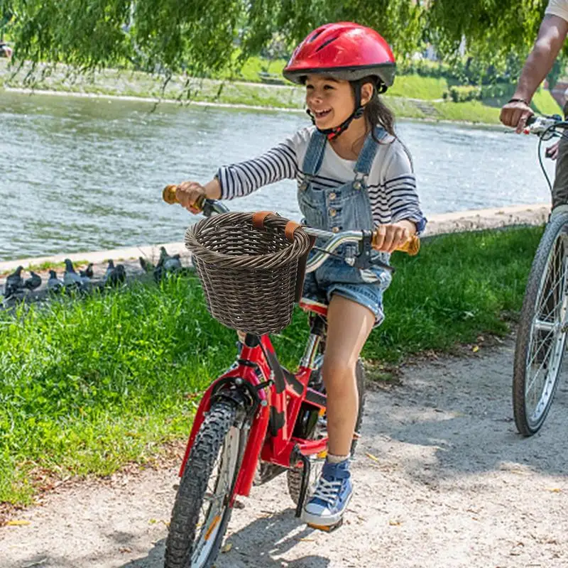 Bike Basket Front Vintage Style Woven Bike Basket Imitated Rattan Front Handlebar Basket Sturdy For Photo Props Camping