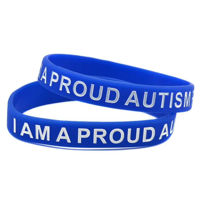 50 Pcs I am A Proud Autism Parent Silicone Rubber Wristband Medical Gift Bracelet Blue