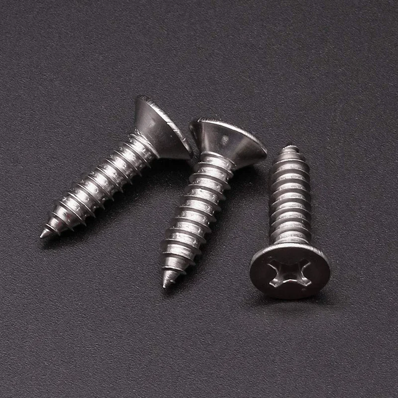 50-200Pcs M1 M1.2-M3.5 304 Stainless Steel Cross Recessed Countersunk Flat Head Tapping Screws Wood Self-Tapping Furniture Screw