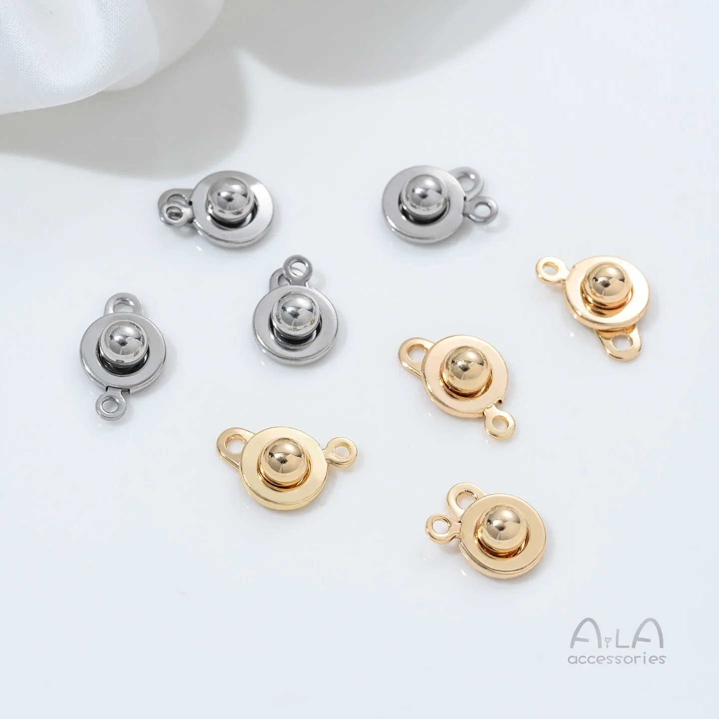 Titanium Steel Pearl Necklace End Clasp Stainless Steel Snap Button DIY Jewelry Making Connectors
