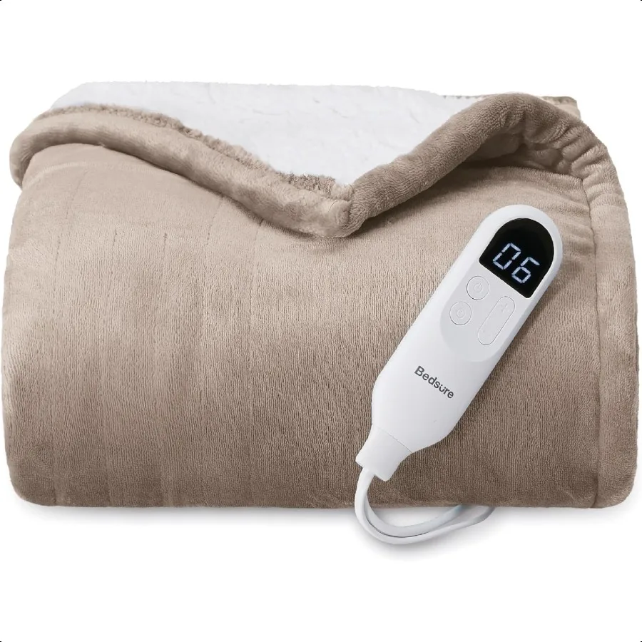 

Heated Blanket Throw Blanket Fast Heating Electric Blanket Soft Flannel Heated Throw with 4 Time Settings 6 Heating Settings Wa