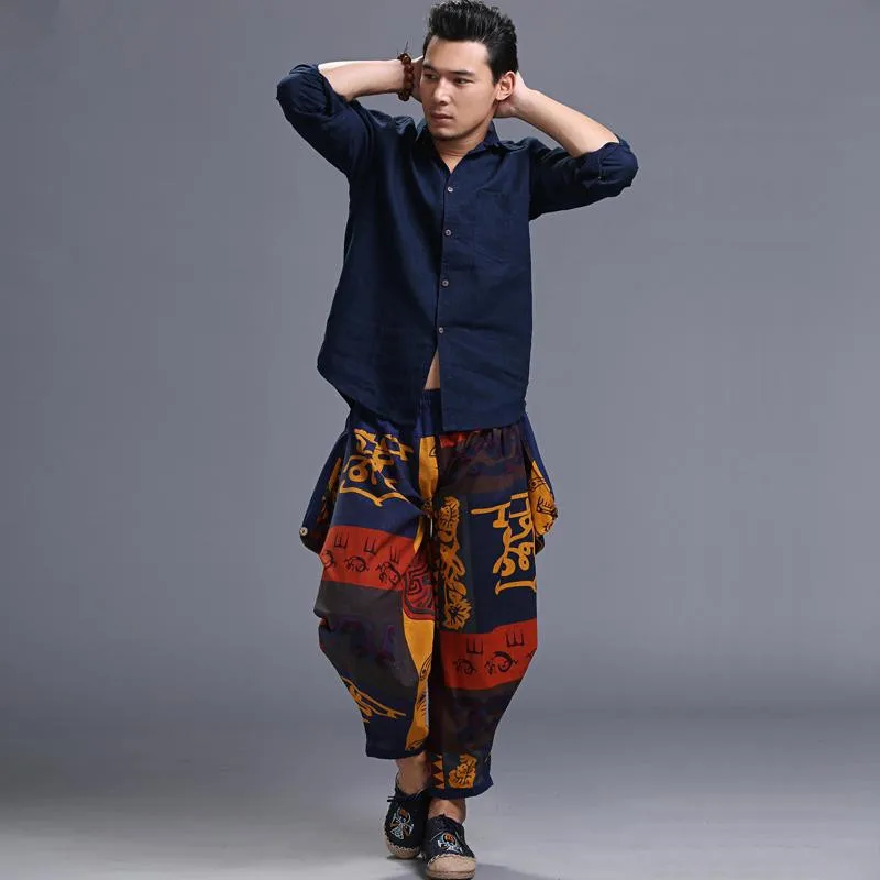 

Men Women Harem Yoga Pant Male Nepal Loose Wide Leg printed Yoga Trousers Casual Leisure sports jogging Unisex Pant Plus Size
