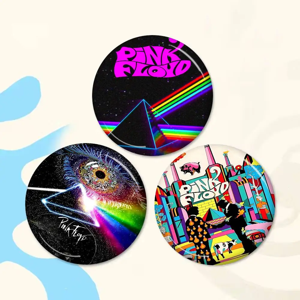 Band P-Pink HOT Floyd Creative Pins Funny Faces Round Snap-in Brooch Badge Backpack Hat Accessories Jewelry Gifts