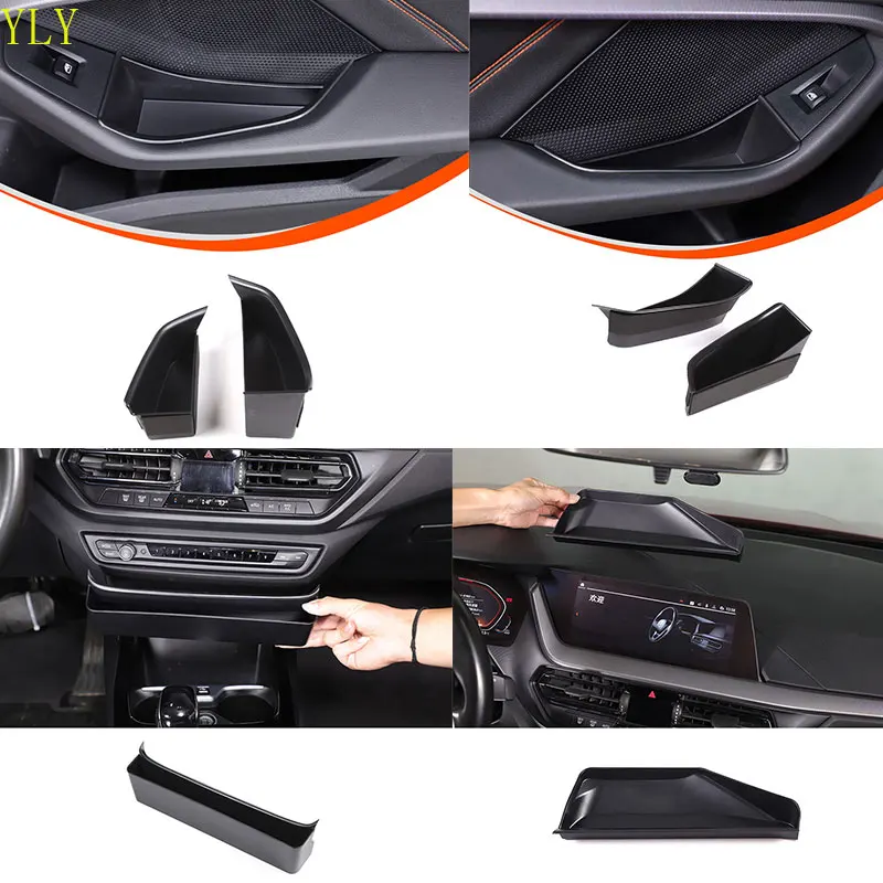 For BMW 1 2 Series F40 F44 2020+ black car front and rear door inner handle armrest storage box mobile phone tray accessories