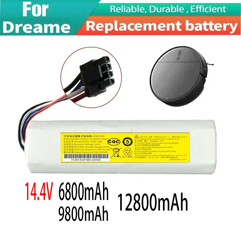 14.4V 12800mAhOriginal  Robotic Vacuum Cleaner Replacement Battery For Dreame F9 D9 L10 Pro Plus RLS3 RLS5 RLS5L RLS5D Part